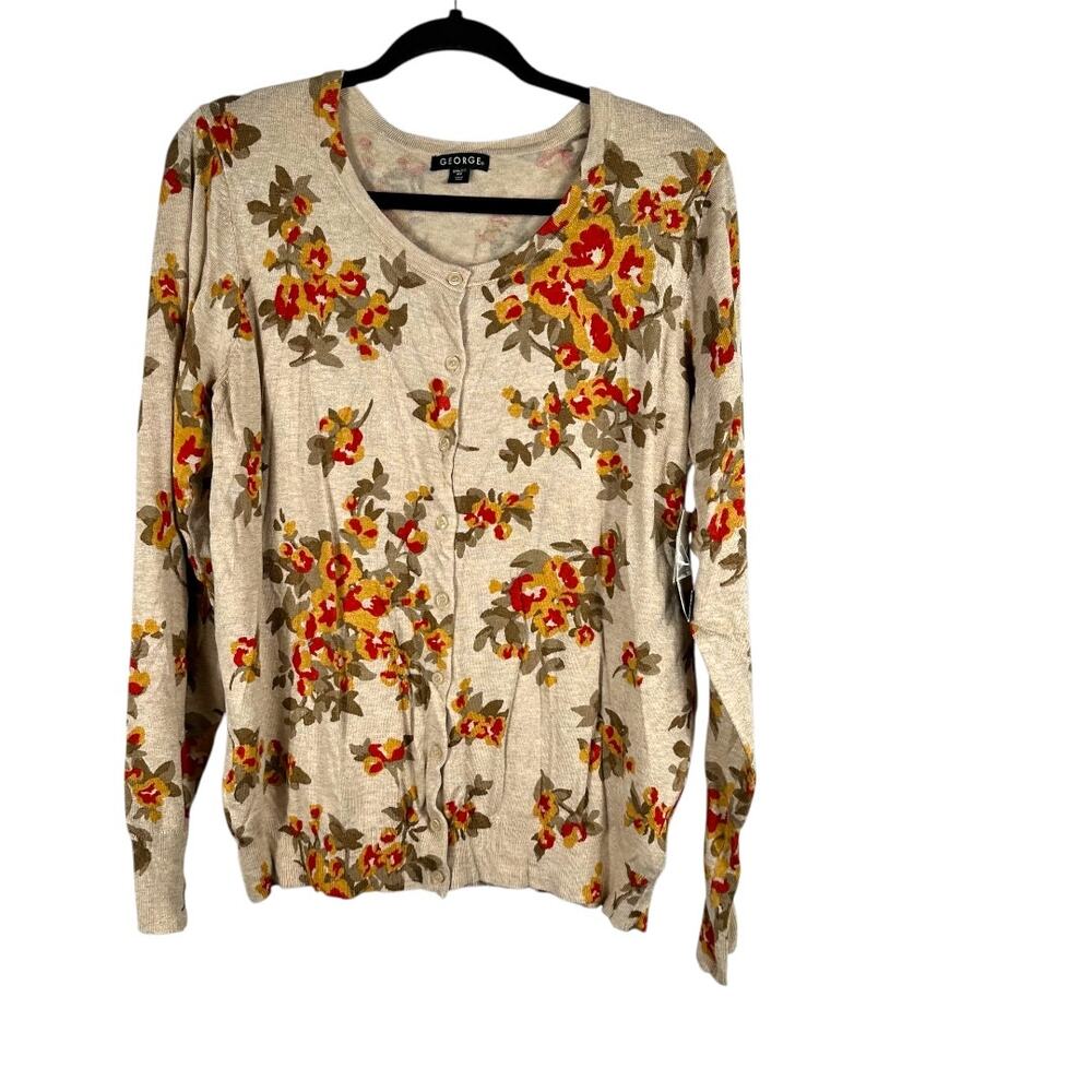 George Beige Floral Sweater - XXL/20 - New with Tags